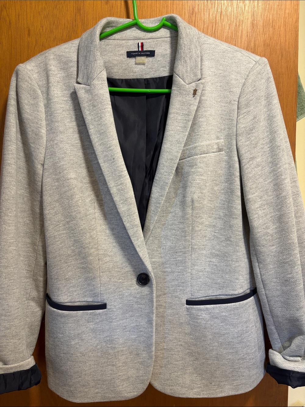Tommy Hilfiger Light Gray Blazer with Navy Trim